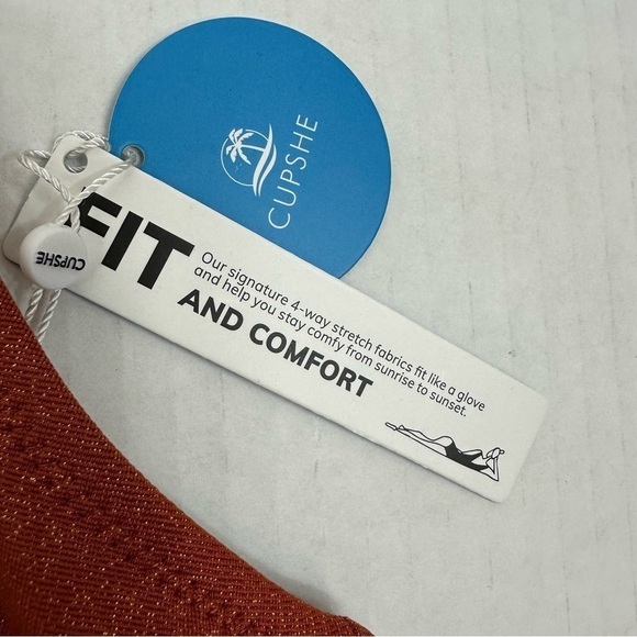 Cupshe Burnt Orange Bikini Bra Swim Top, Large - Picture 7 of 7